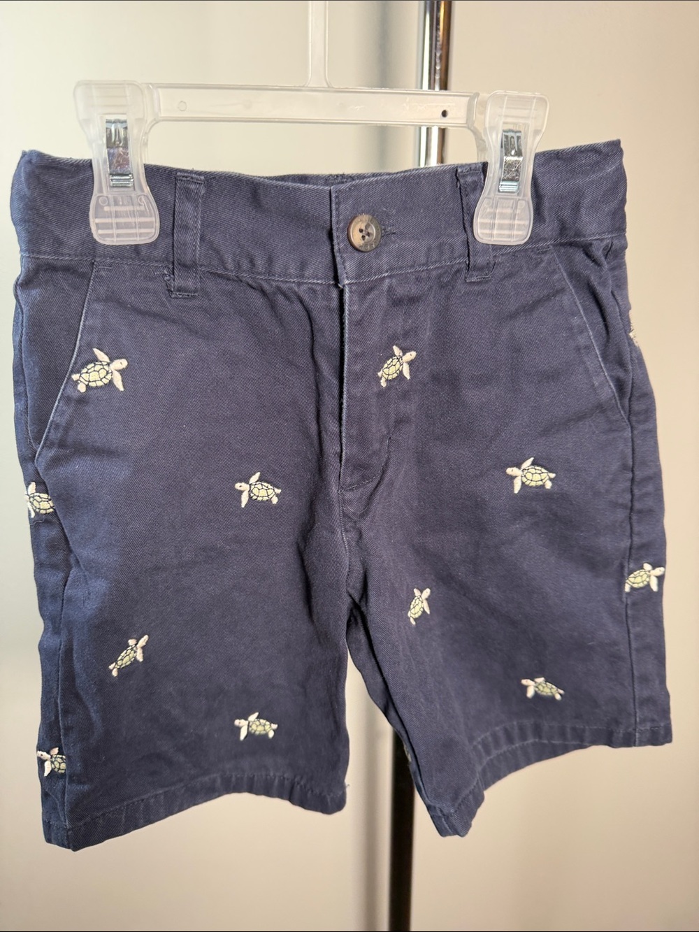 Janie and Jack Navy Shorts with White Turtle Embroidery